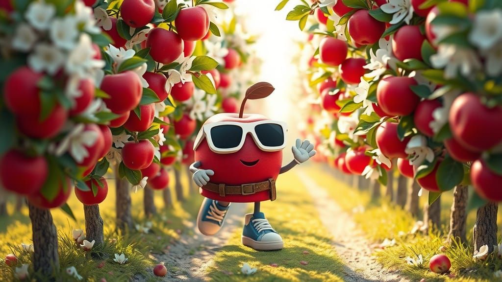 Enchanted Apple Adventurer in Vibrant Blossom Landscapes