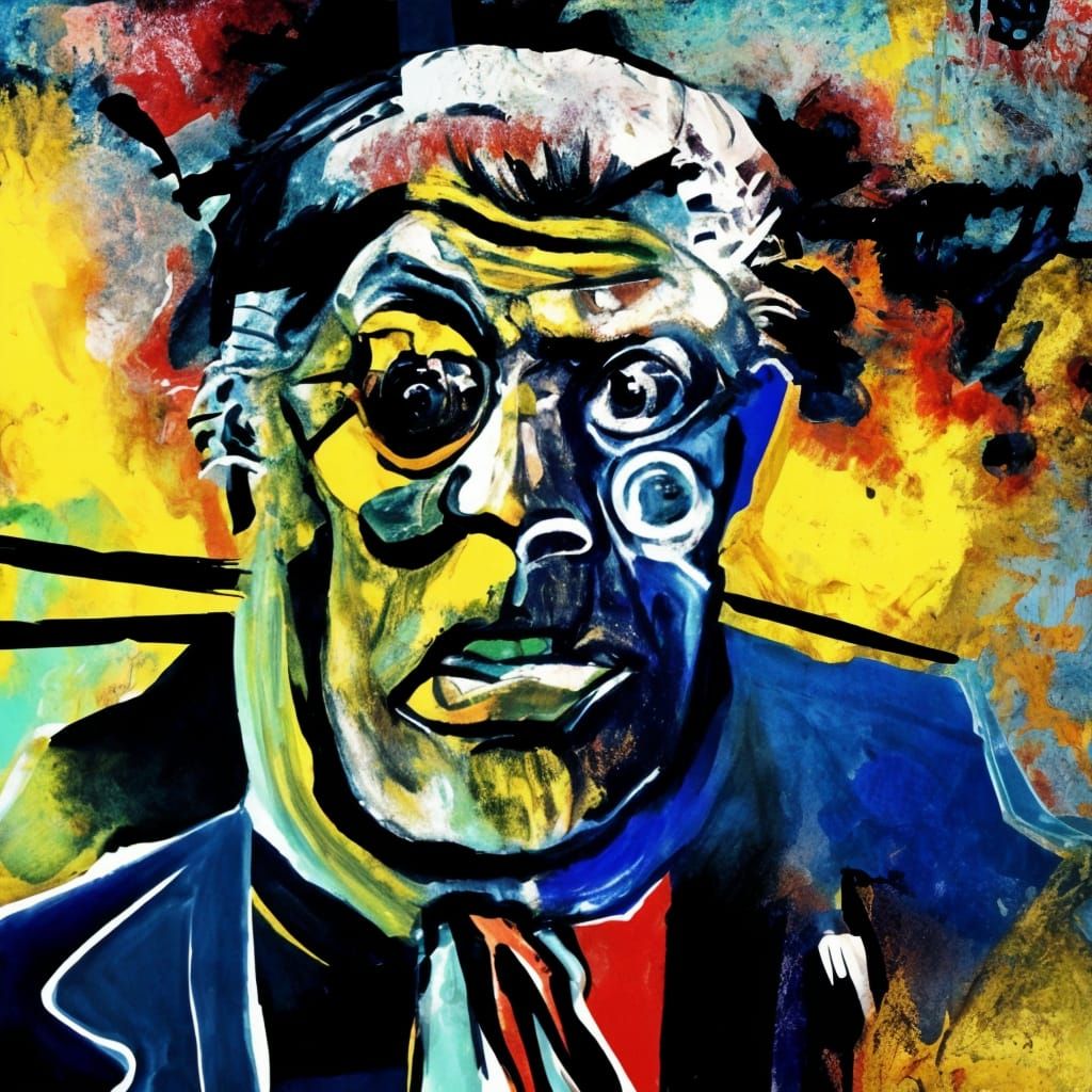 Surreal Dystopian Cityscape in Synthetism Style