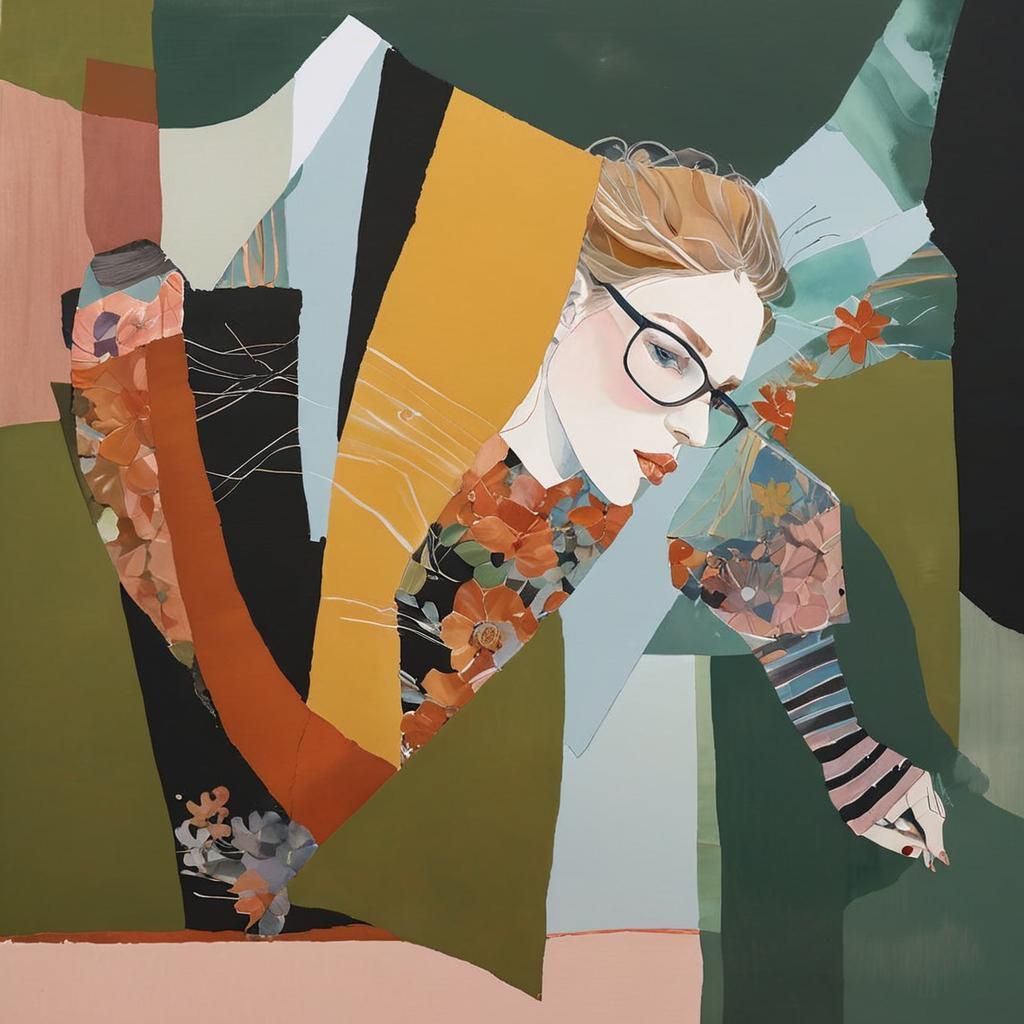 Abstract Female Figure in Watercolor and Mixed Media