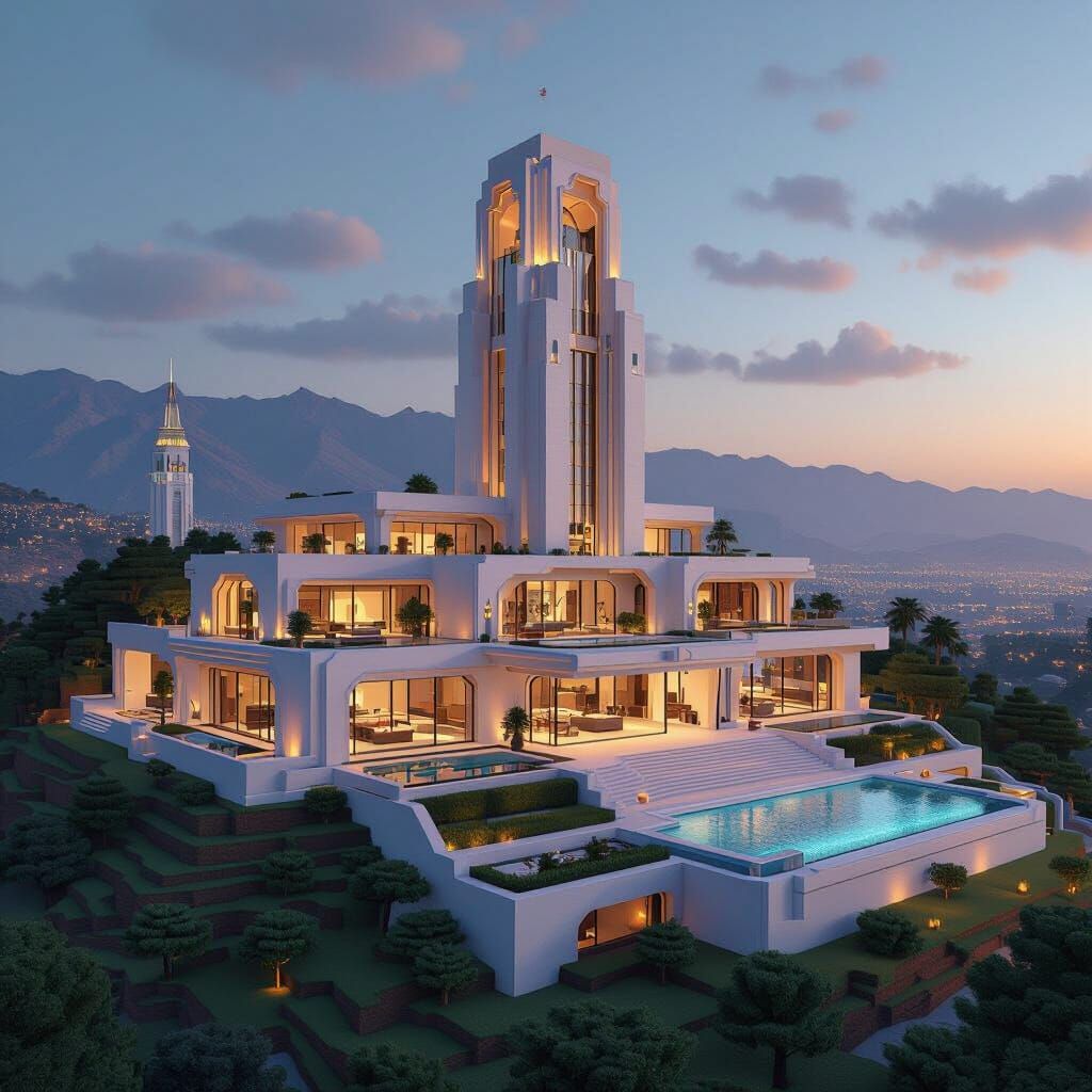 Minecraft Mansion in Hollywood Hills Style