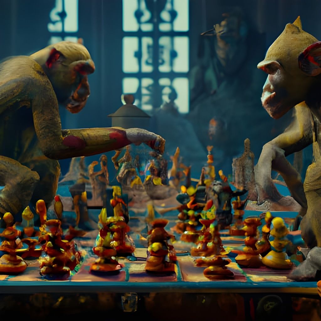 Monkeys Play Chess: Detailed Fantasy Concept Art