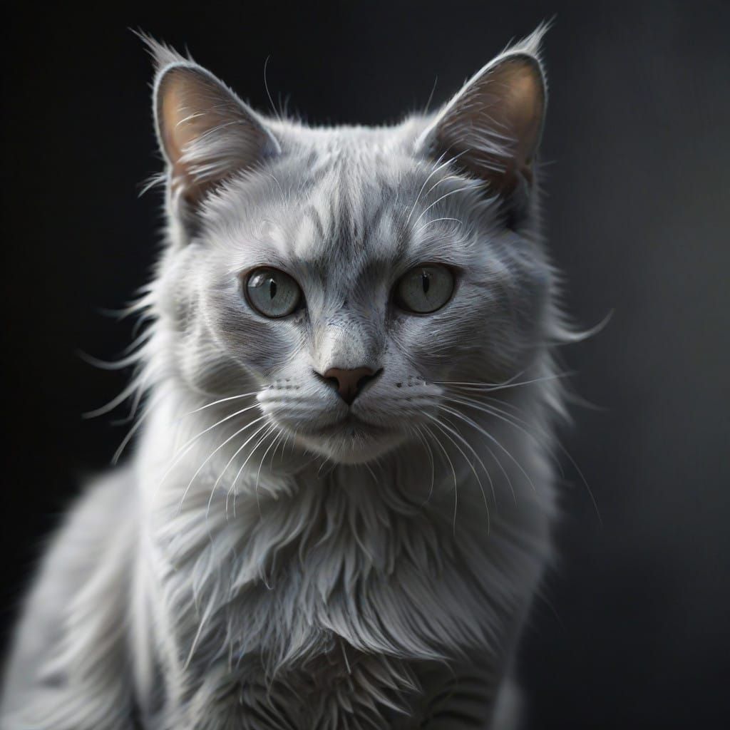Ethereal Grey Cat in Soft Focus