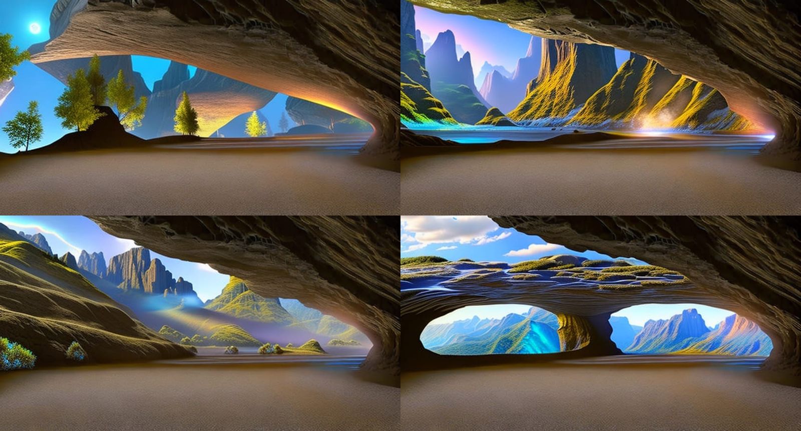 Magical Hidden City with Bioluminescent Cave Walls