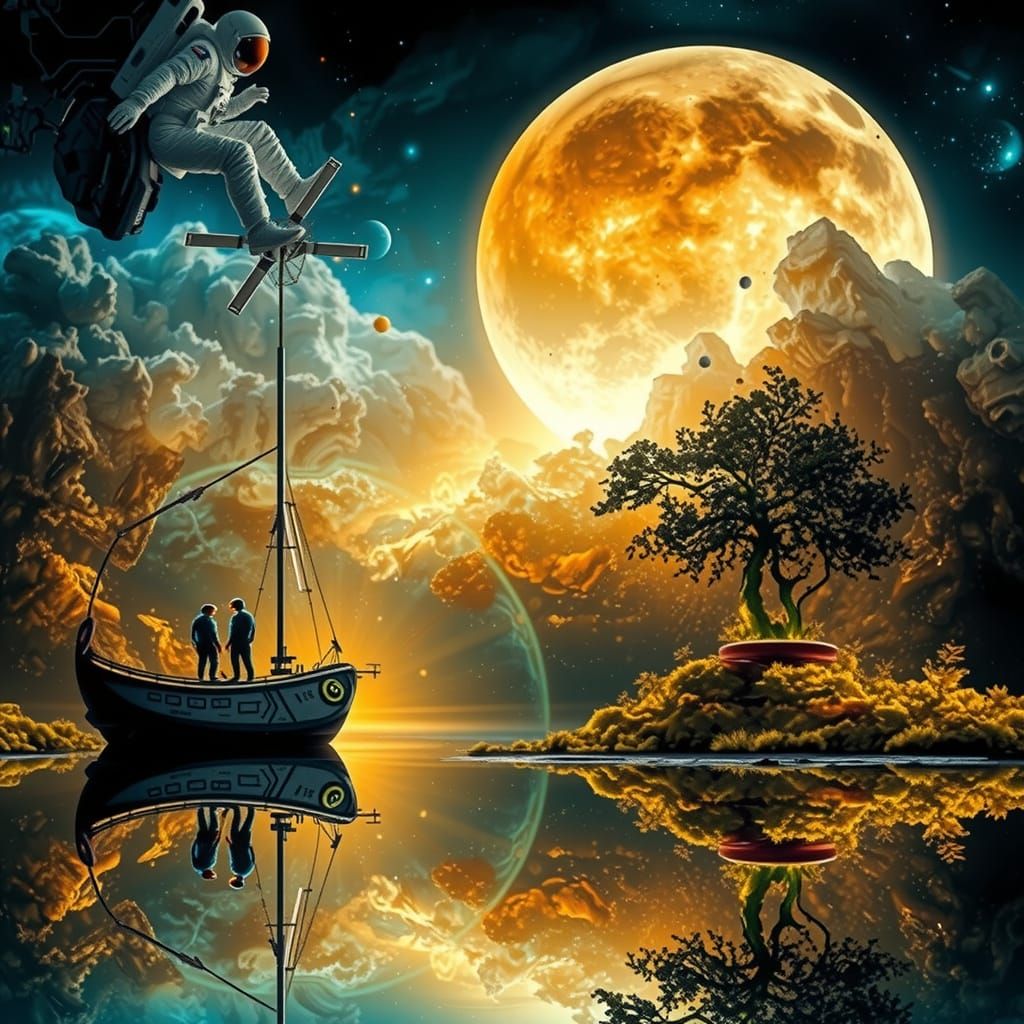 Cyberpunk Space Station in Hypnotic Golden Hour