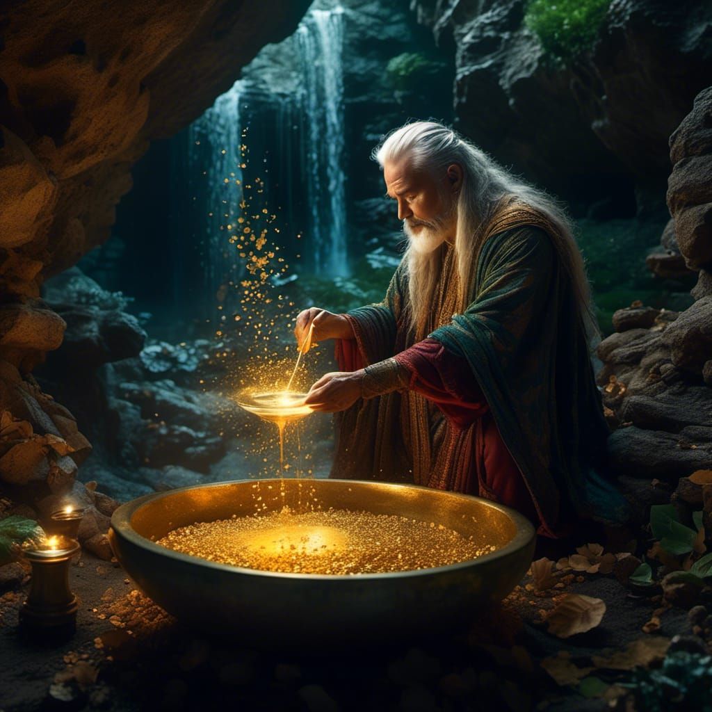 Sorcerer Alchemist Portrait with Alchemy Tools