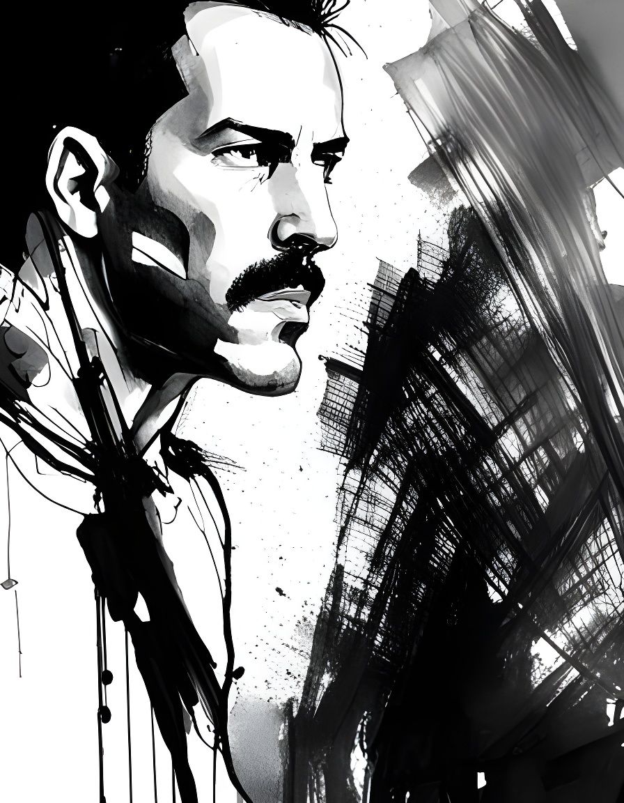 Dramatic Portrait of Freddie Mercury as Splash Art