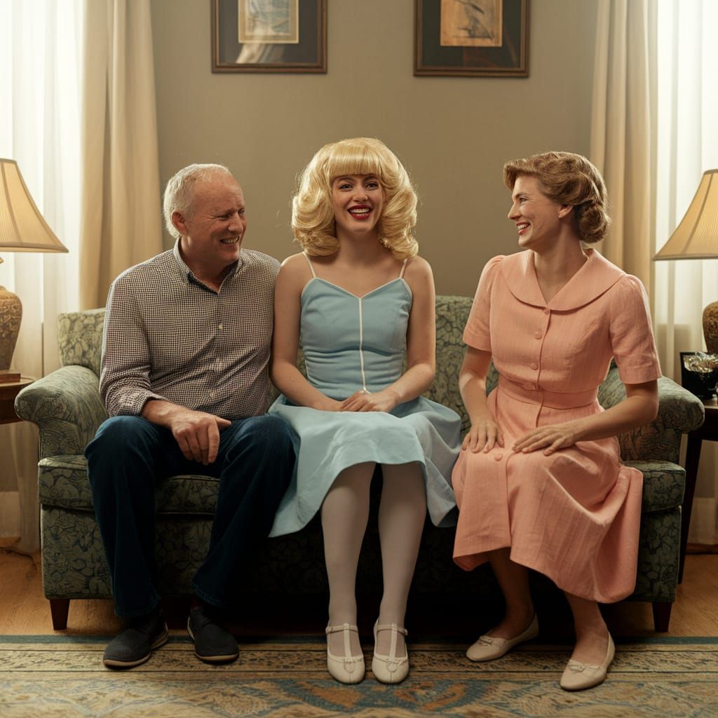 1960s Crossdressing Scene with Family