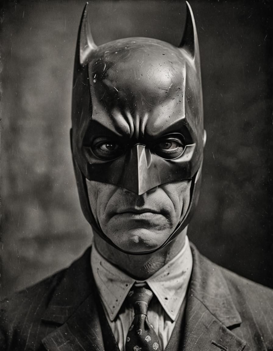 Batman in Early 1900s Black and White Portrait