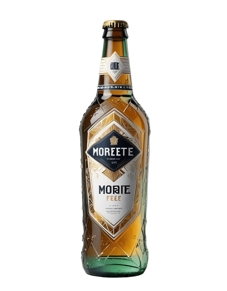 Vintage Beer Bottle in White Void: Art Deco Style