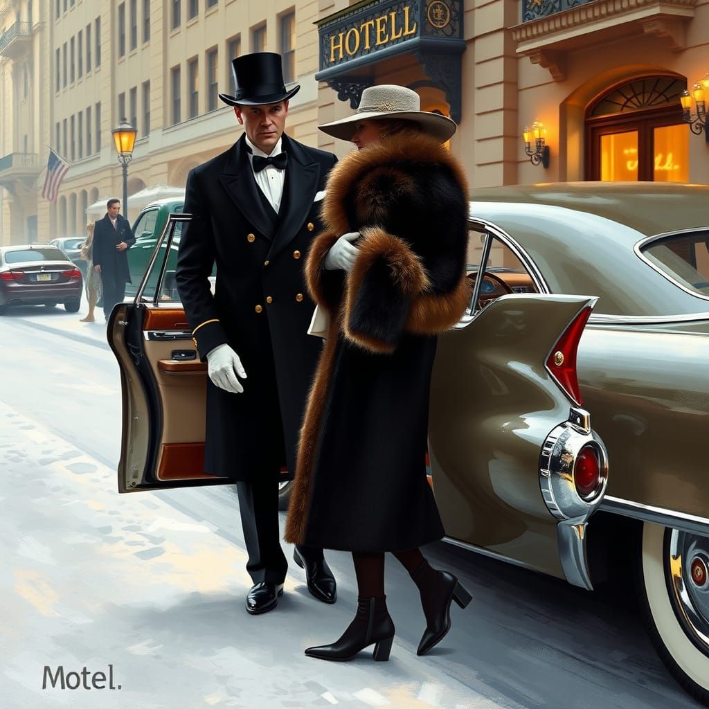 Elegant Hotel Valet in Winter, Inspired by James Gurney's St...