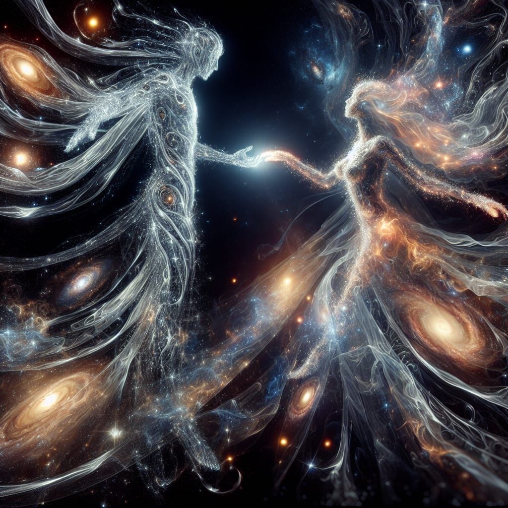 Ethereal Being Reaches Out in Cosmic Symphony
