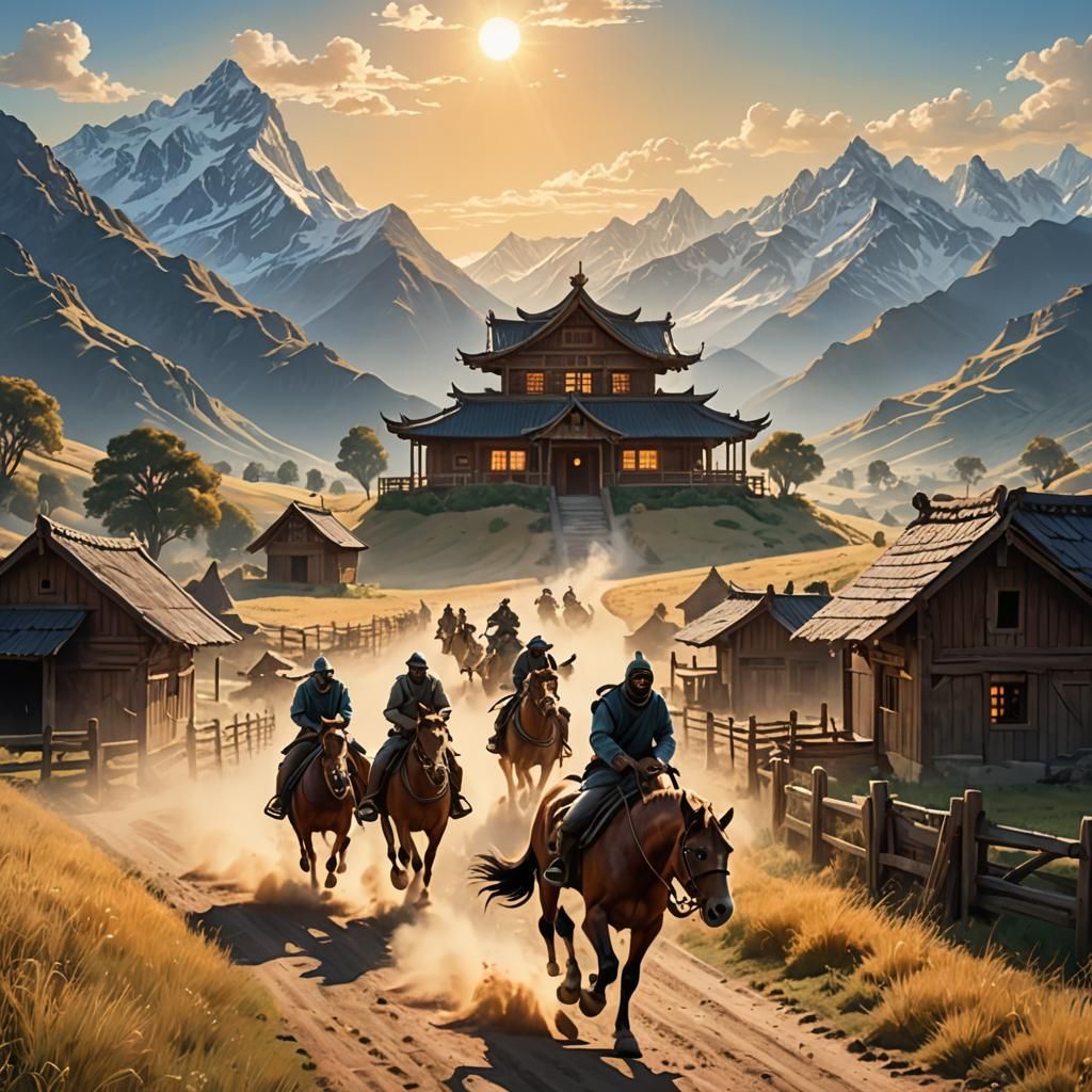 Hippogriff Rider Evades Pursuers in Hyper-Detailed 4D