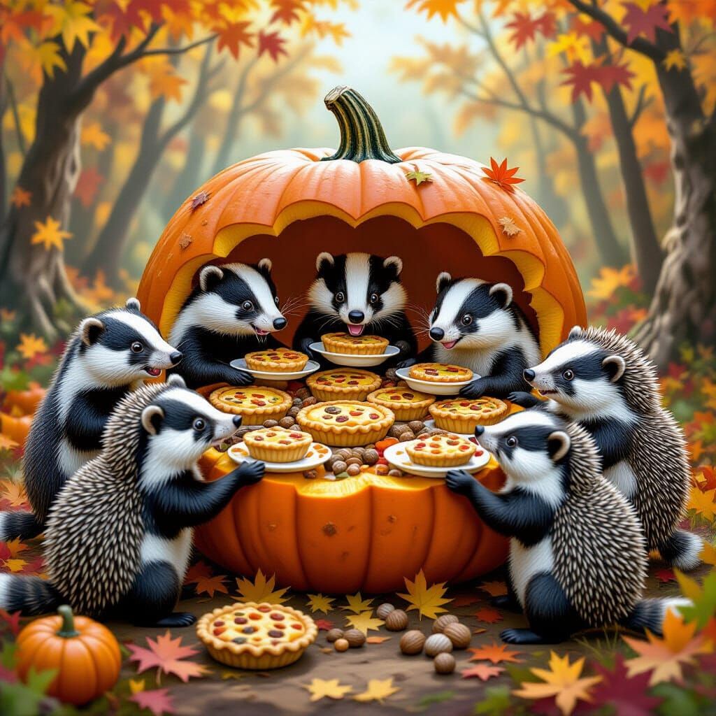 Whimsical Thanksgiving Feast with Anthropomorphic Animals