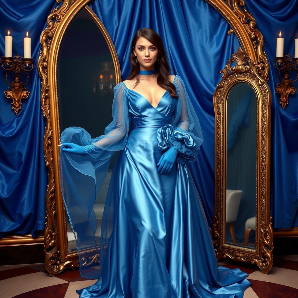 Blue Satin Wonderland of Sissy Satin Dresses, Sissy Satin Go...