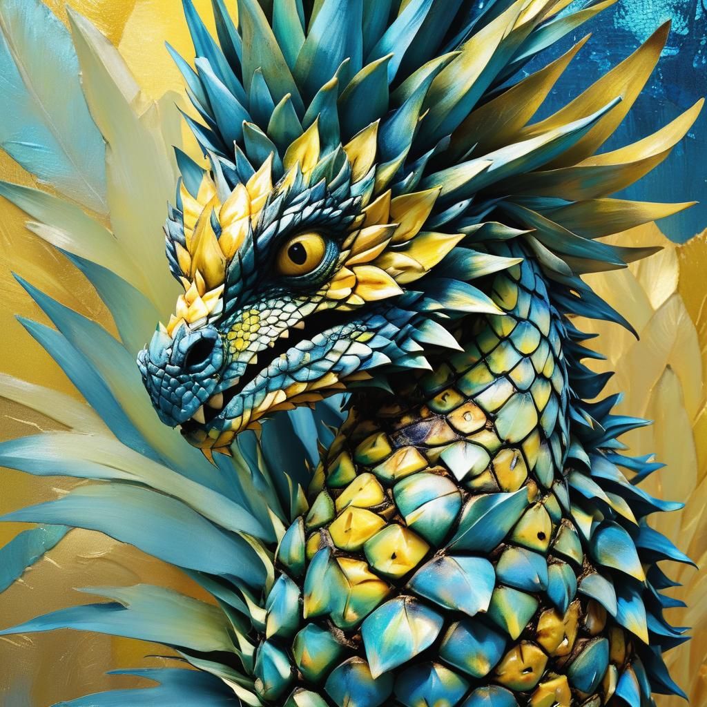 Dragon and Pineapple Fusion in Surreal Style