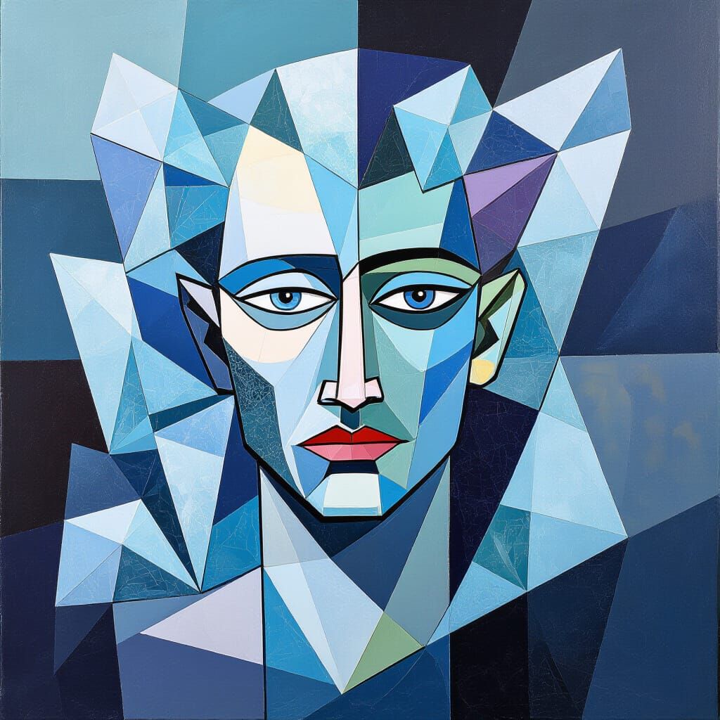 Cubist Deco Elemental Spirit of Crystal and Ice