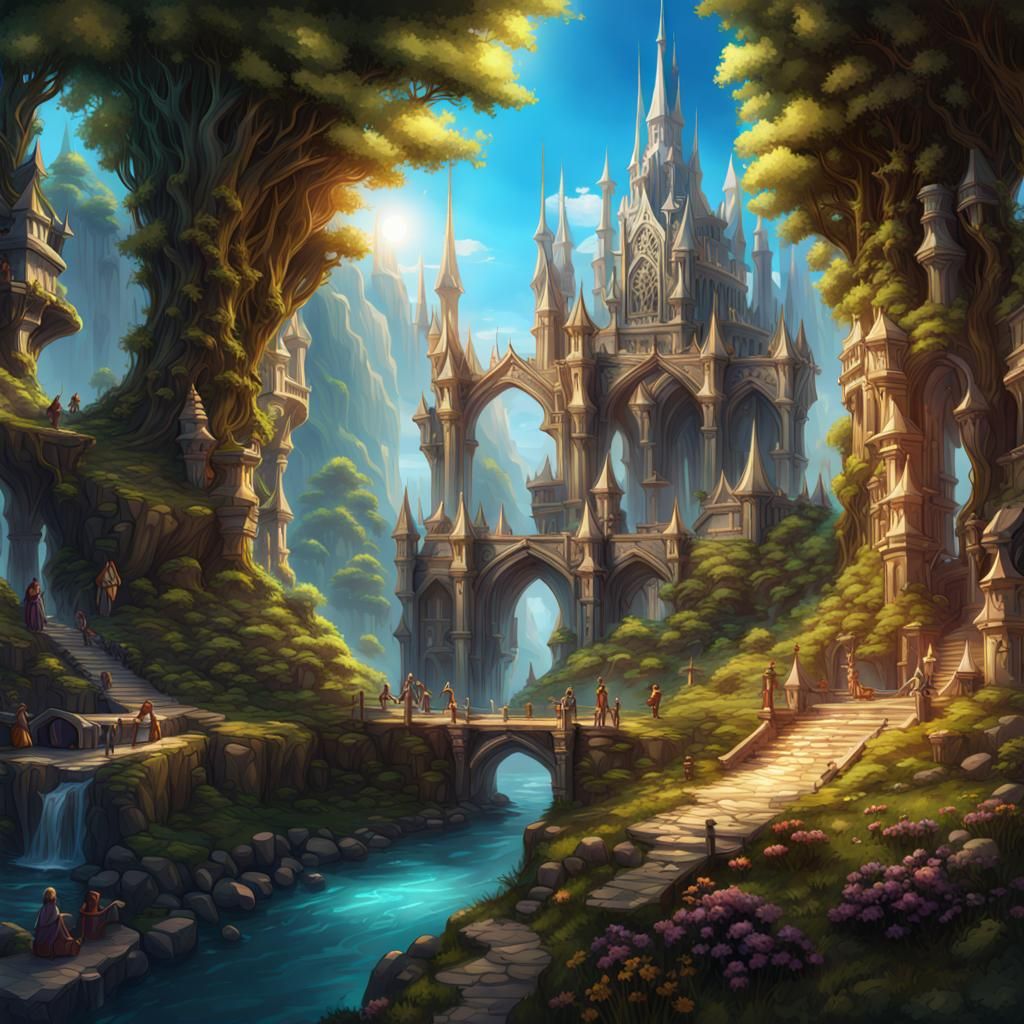 Alfheim: Realm of the Bright Elves in Hyperrealistic Style