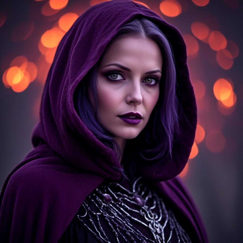 Vampire in Purple Cloak: Dark Fantasy Portrait