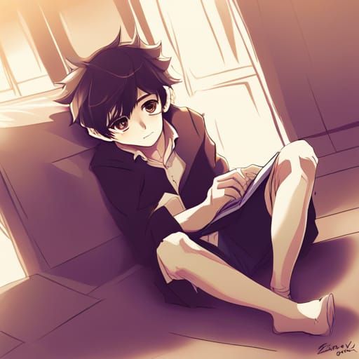 Cute Anime Guy in Key Visual Style