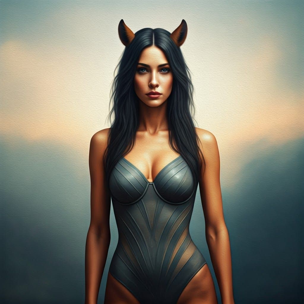 "Close-up portrait of a female centaur in a swimsuit, extremely detailed, very high resolution, Highest quality professi...