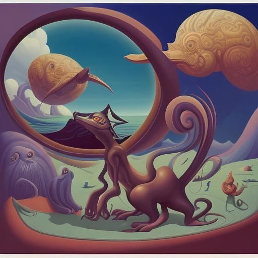 Weird Animals in Surrealist Peca Art Style