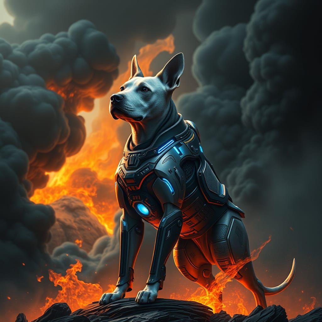 Canine Cyborg Emerges from Inferno
