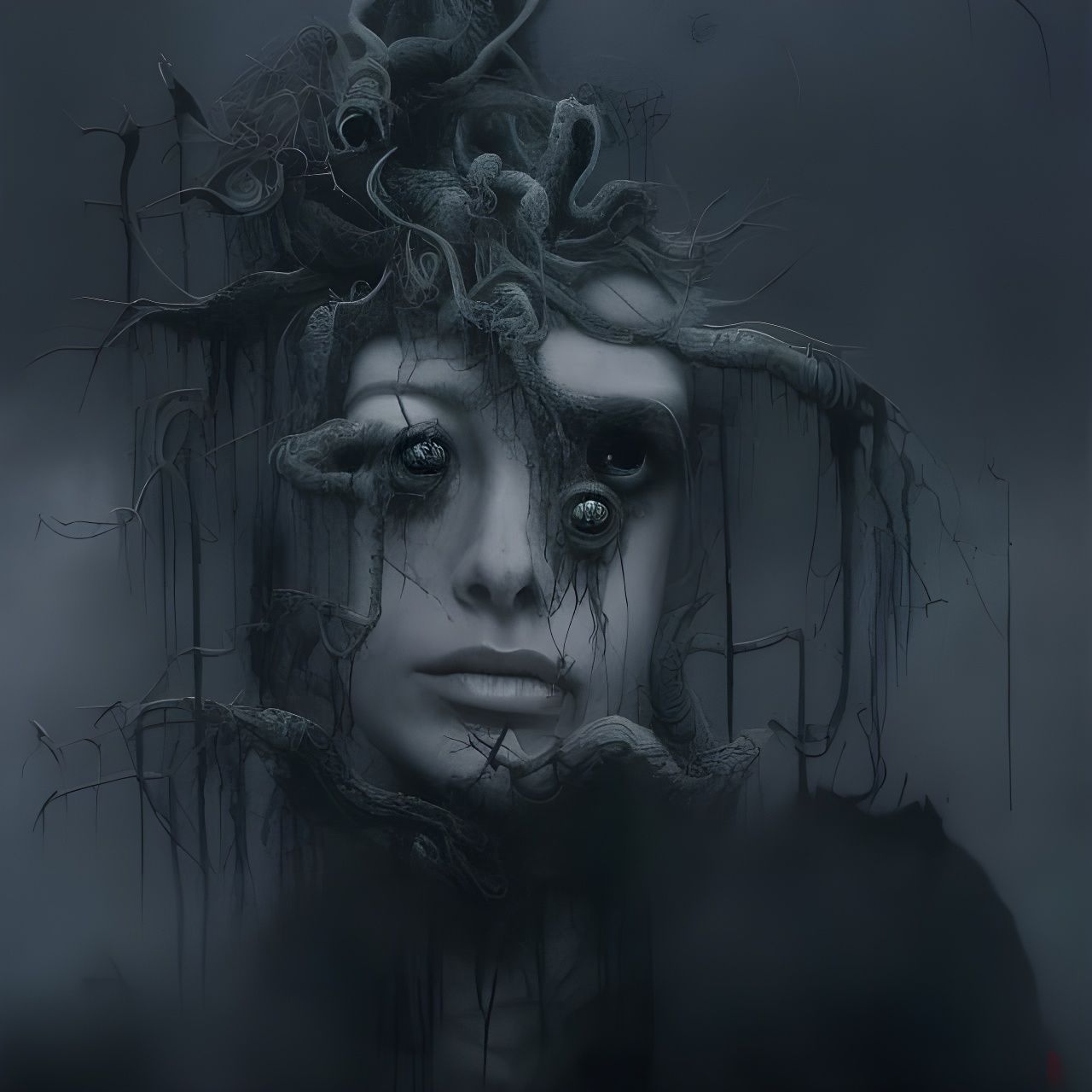 Photorealistic Eldritch Demon in Holographic Style