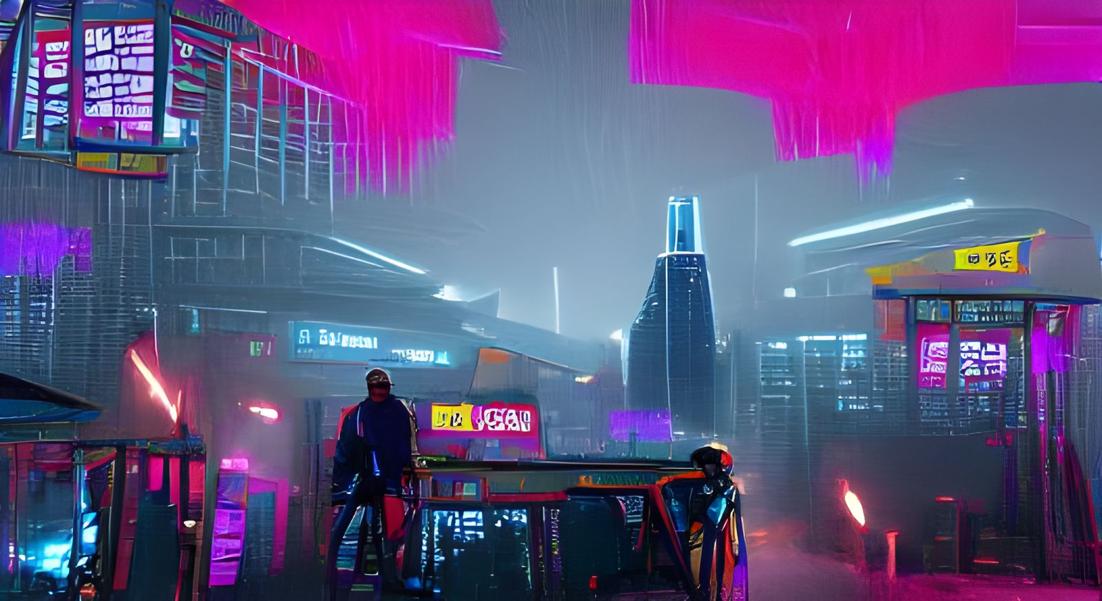 Cyberpunk Cityscape with Neon Lights