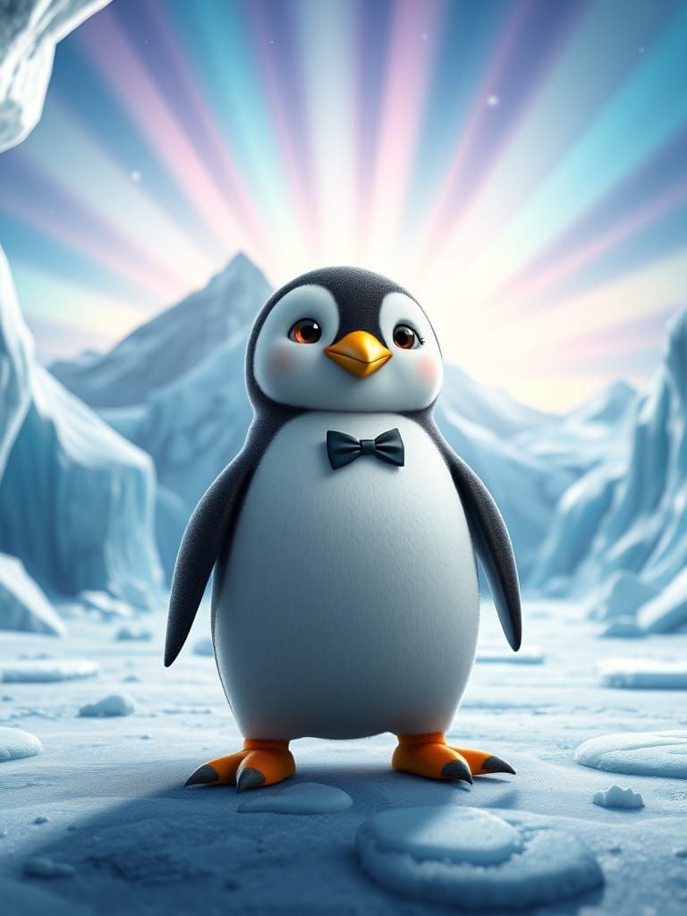 Penguin Embarks on Icy Polar Adventure in Vibrant 3D Digital...