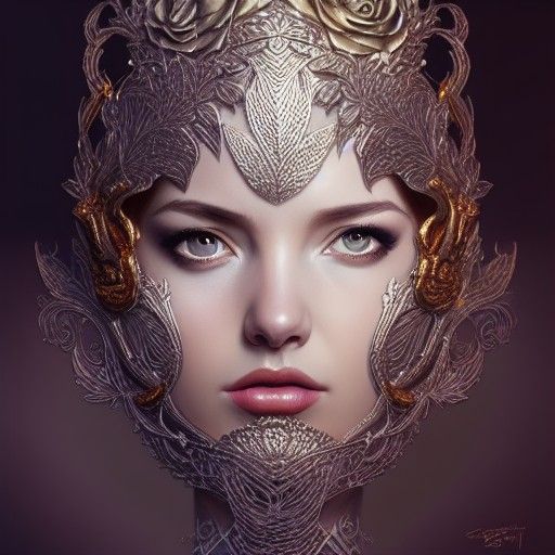 Beautiful Britannia Portrait with Silver and Gold Armor