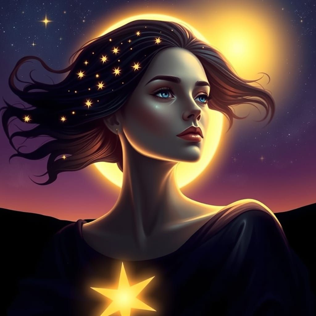 Ethereal Goddess Illuminated by Golden Light