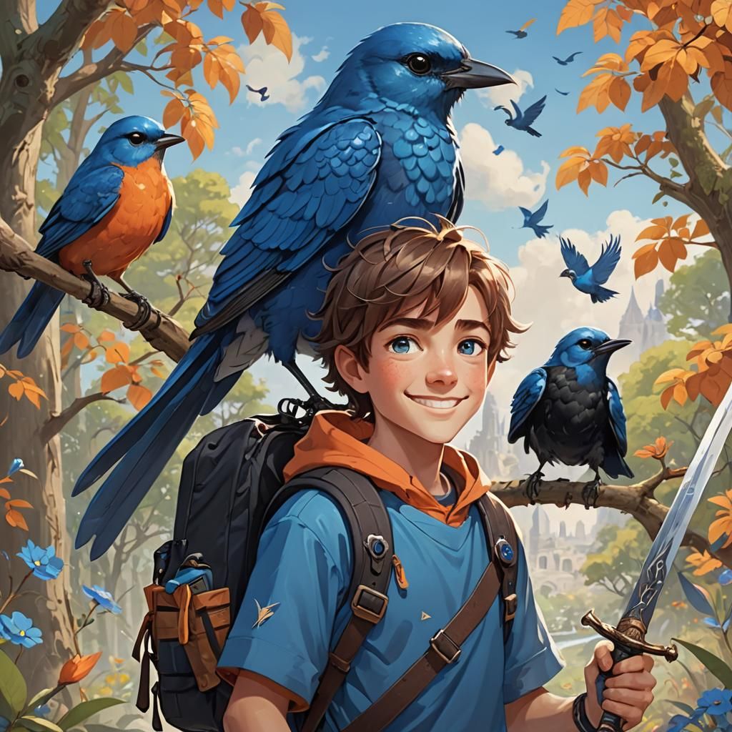 Boy with Sword and Birds, Percy Jackson Theme