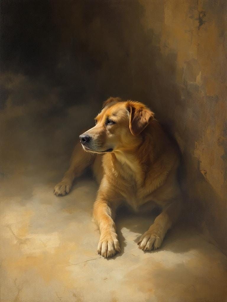 Old Dog in Sunlight: Da Vinci Inspired Drawing