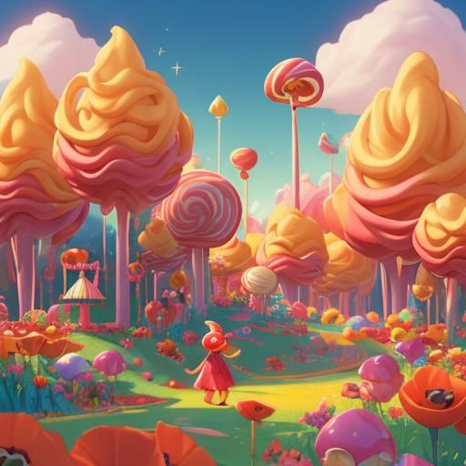 Candy Land Fantasy: A Whimsical 3D Rendered Scene