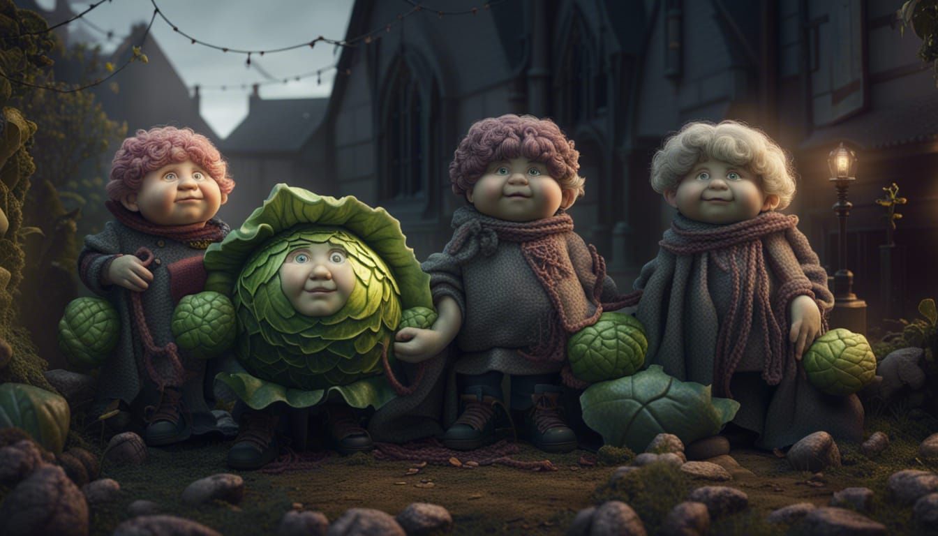 Cabbage Patch Kids in Gothic Photorealistic Style