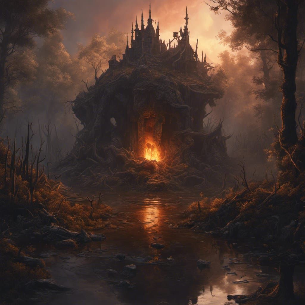 Fire Swamp Safety: Dark Fantasy Concept Art