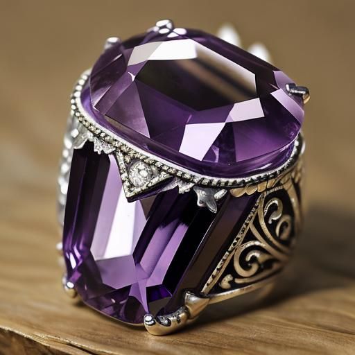 A chiseled amethyst ring