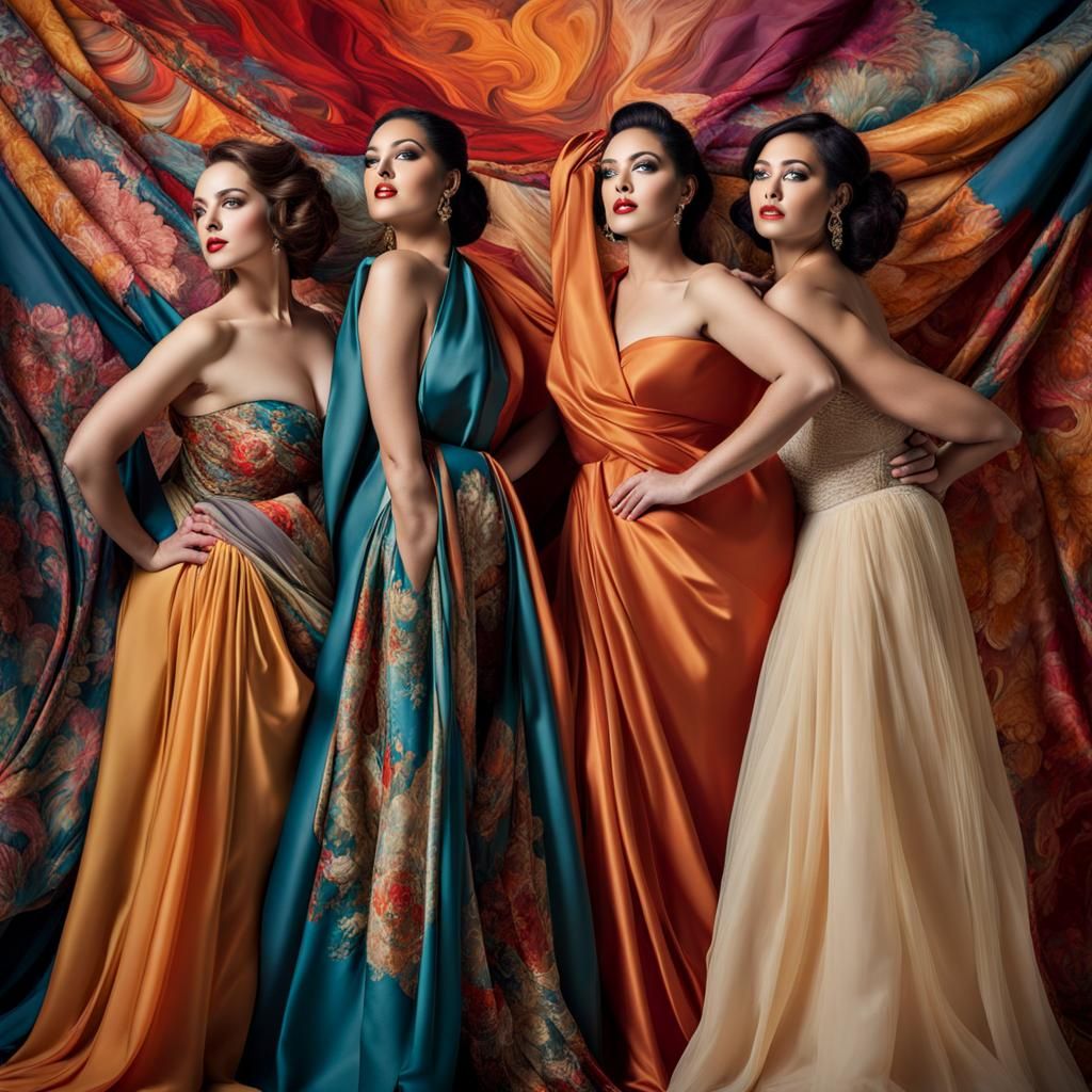 Elegant Plus-Sized Women in Graffiti Art Style