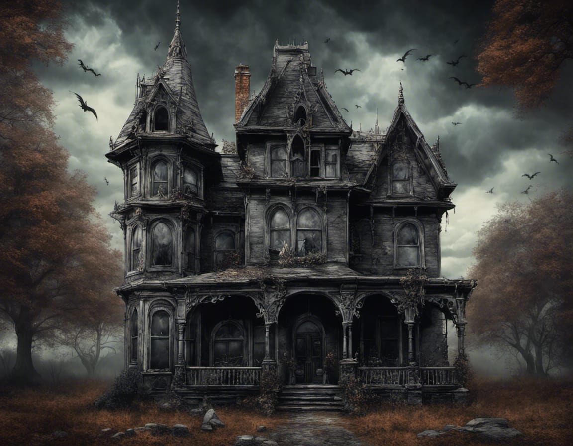 Creepy Haunted Gothic House in a Halloween World