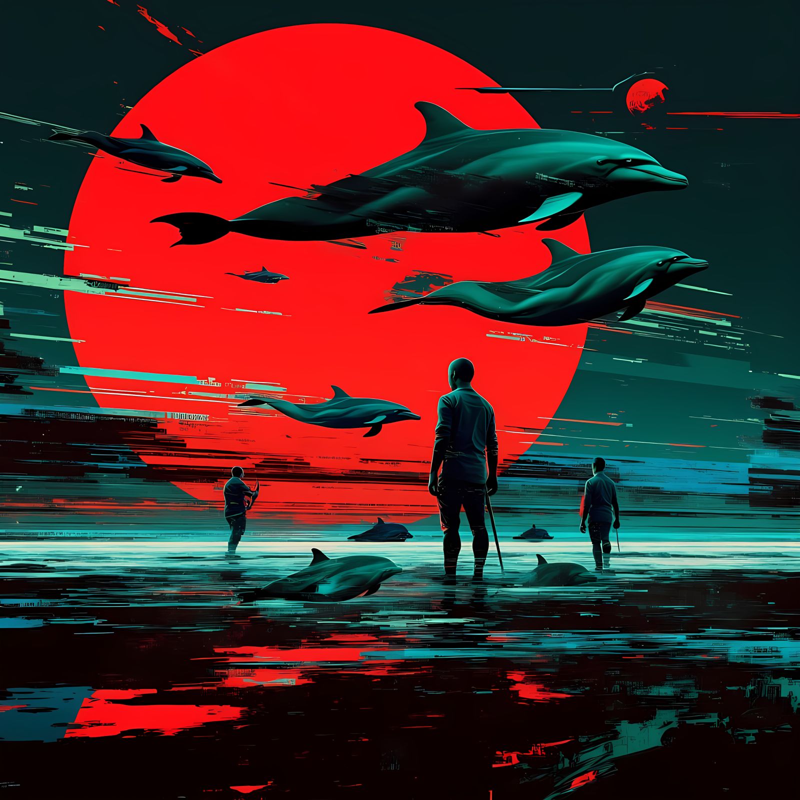 Surreal Dolphin in Rouge Style