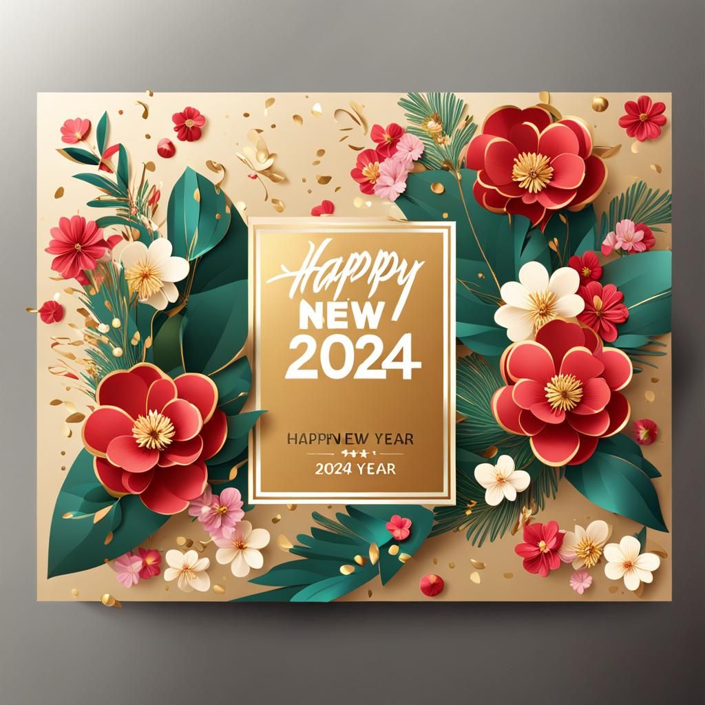 New Year 2024 Celebration Postcard Design