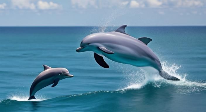 Cute Dolphin Swimming in the Sea