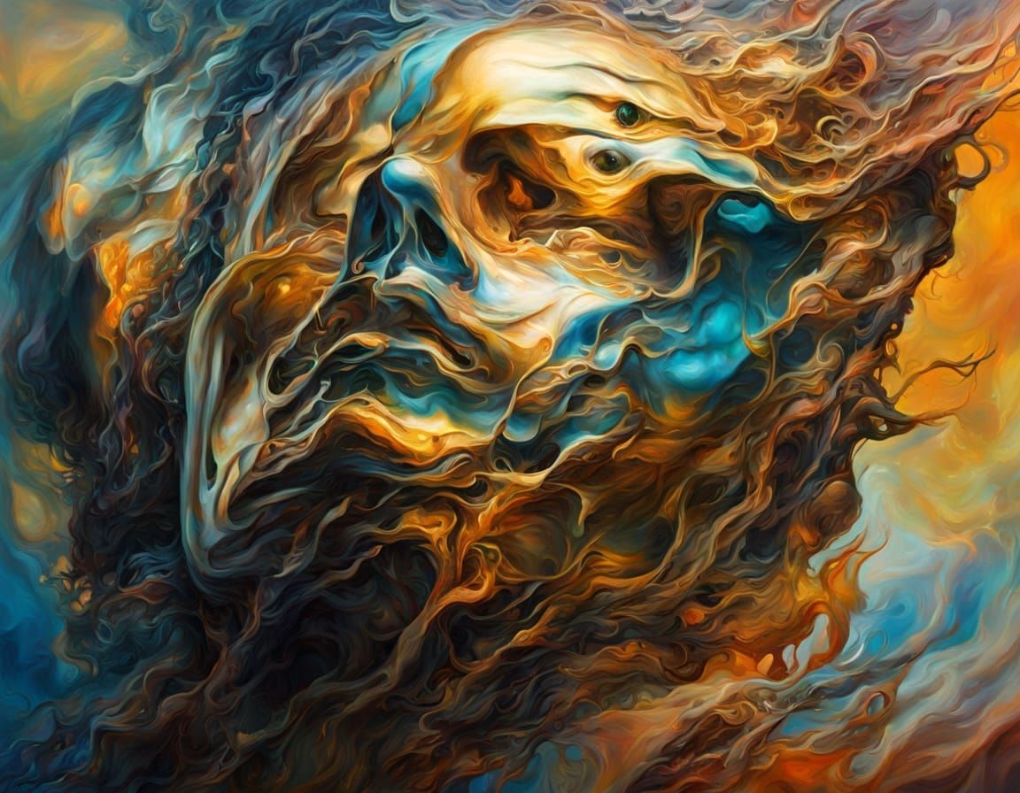 Surreal Distorted Figure in Golden Hour Light