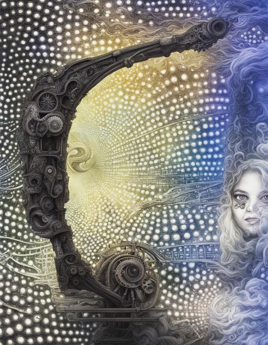 Steampunk Glitchcore Fractal in Biomechanical Style