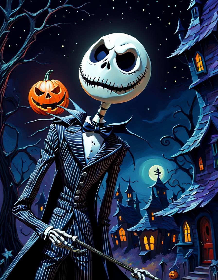 Jack Skellington in Halloween Town: Impasto Cubism