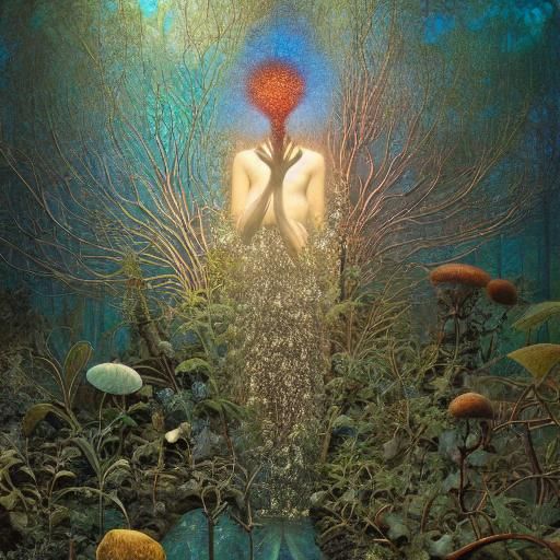 Surreal Tree-Human Hybrid Generates Electricity