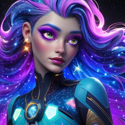Celestial Queen in Galactic Digital Painting