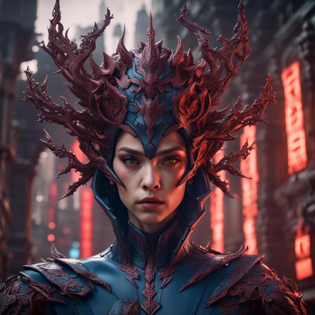 Ashnikko as Supervillain: Detailed Matte Painting