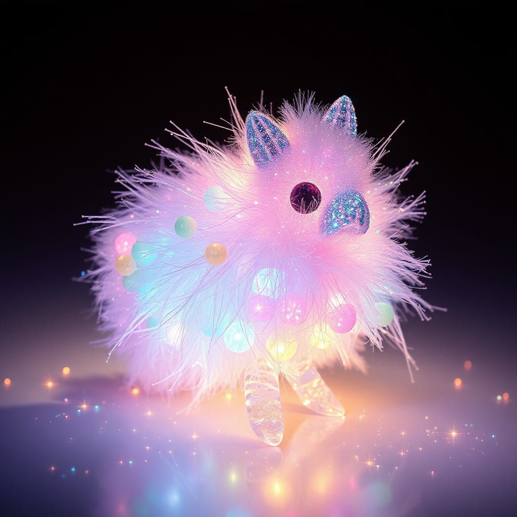 Iridescent Crystalline Figure in Stylized Watercolor