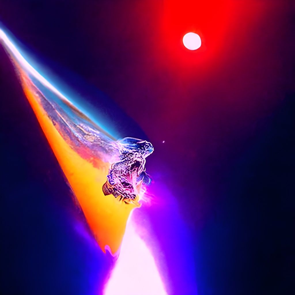 Comet Crashing into the Sun: Holographic Astral Illustration